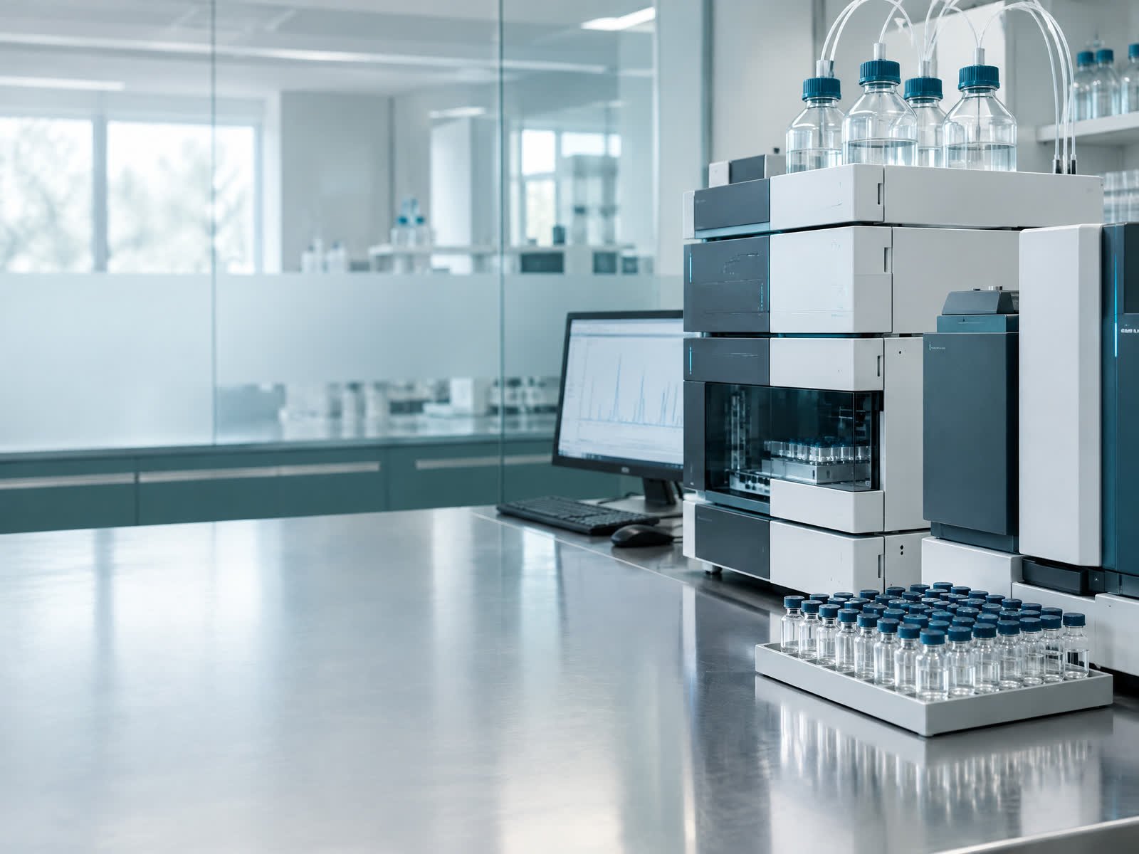 Analytical laboratory instruments and research material vials